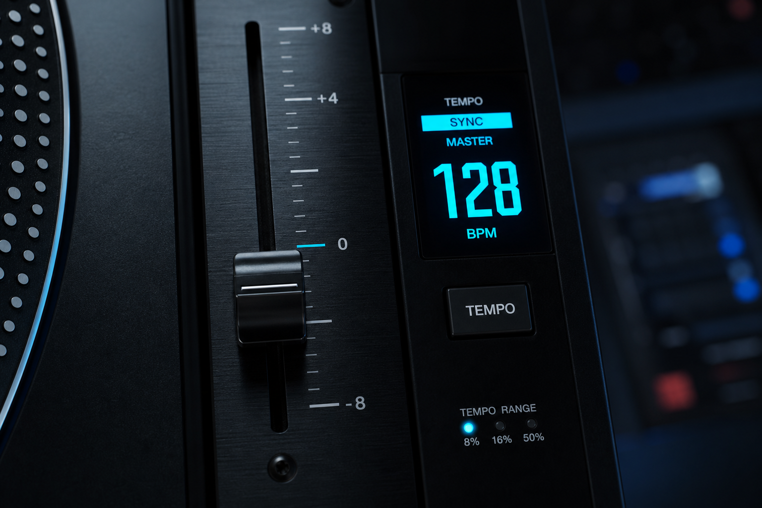 BPM sync display with pitch control